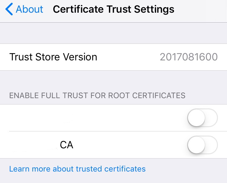 Certificate Trust Settings